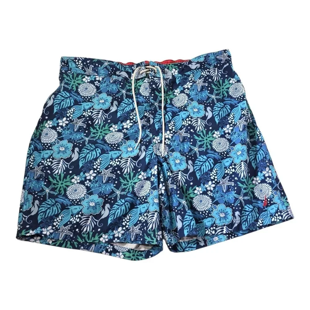 Nautica Mens XXL Board Shorts Swim Trunks Tropical Floral Fish Mesh Lined EUC